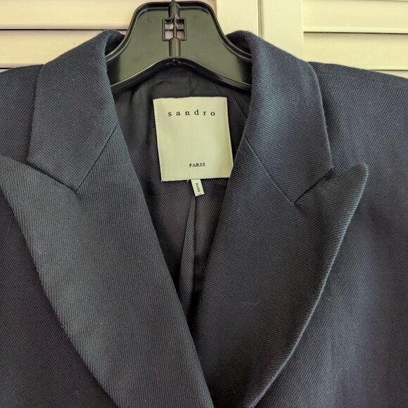 Sandro navy double breasted blazer women's size S/36 - Picture 3 of 5